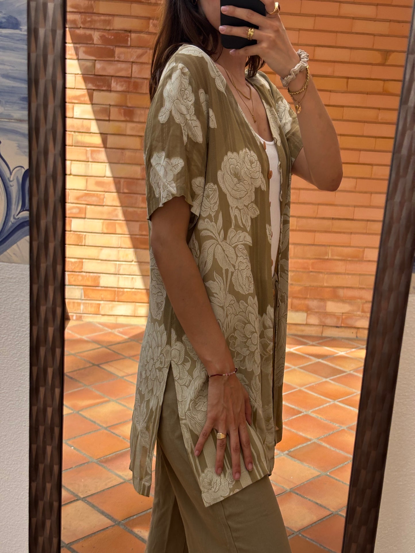 Camisa Verde Floral Vintage