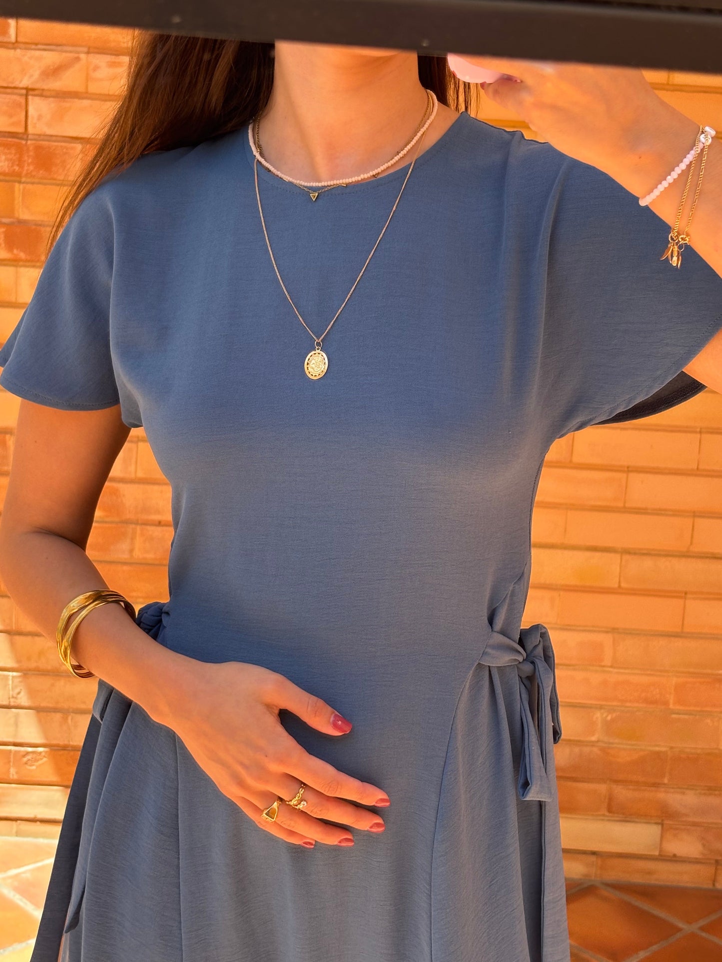 Vestido Midi Com Laço Lateral