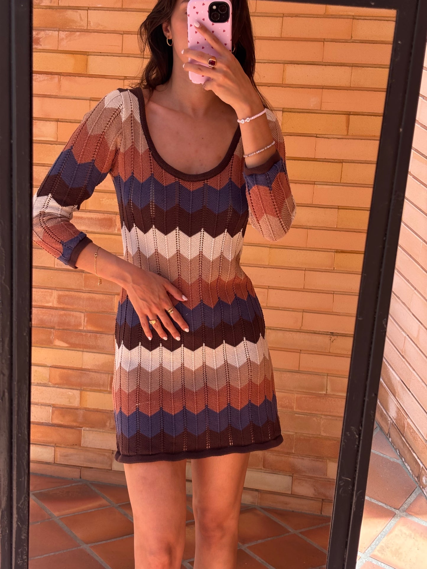 Vestido Tricot Chevron Multicolor