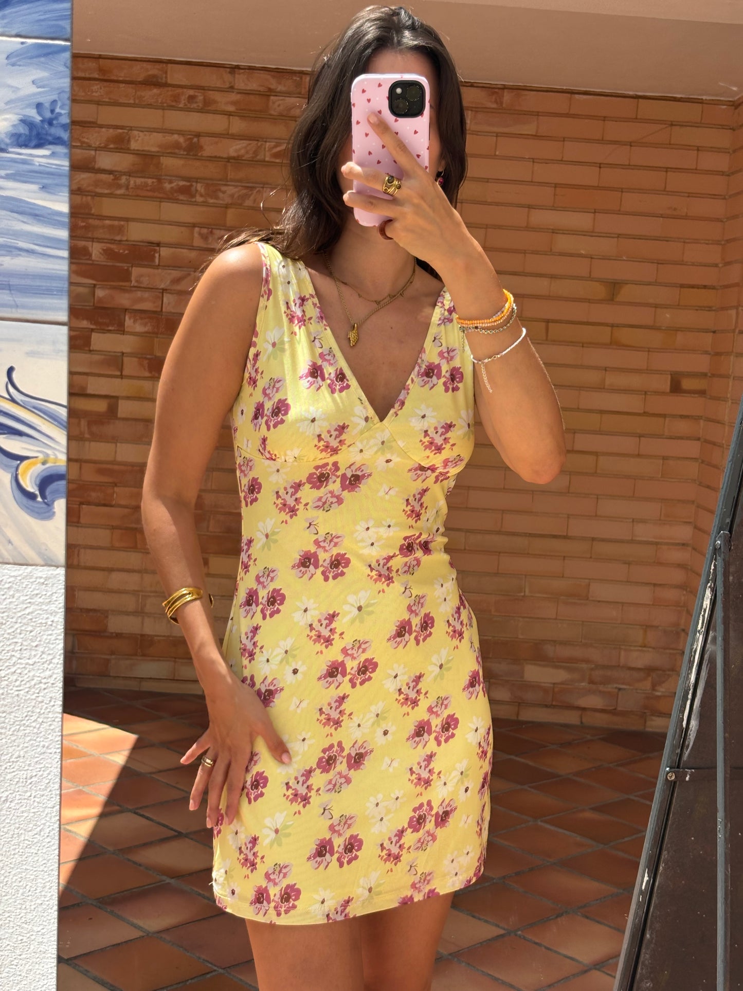 Vestido Mini Floral Amarelo
