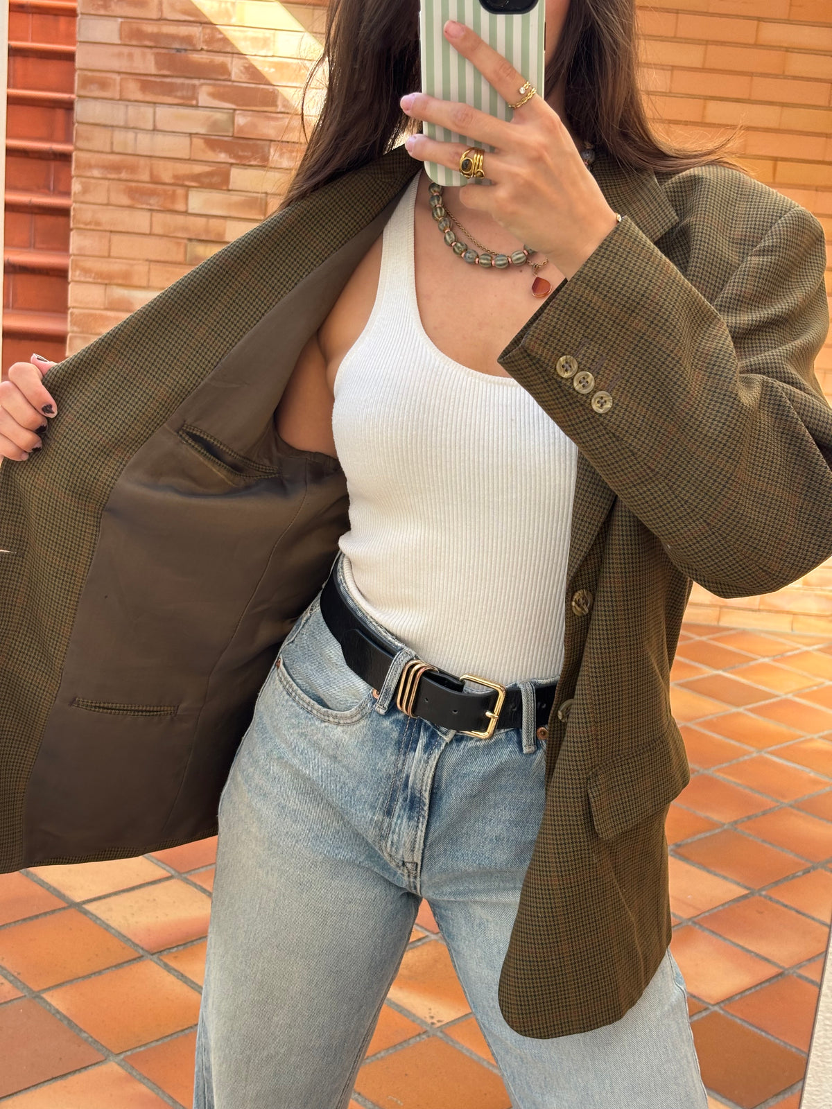 Blazer Vintage Xadrez Verde-Oliva