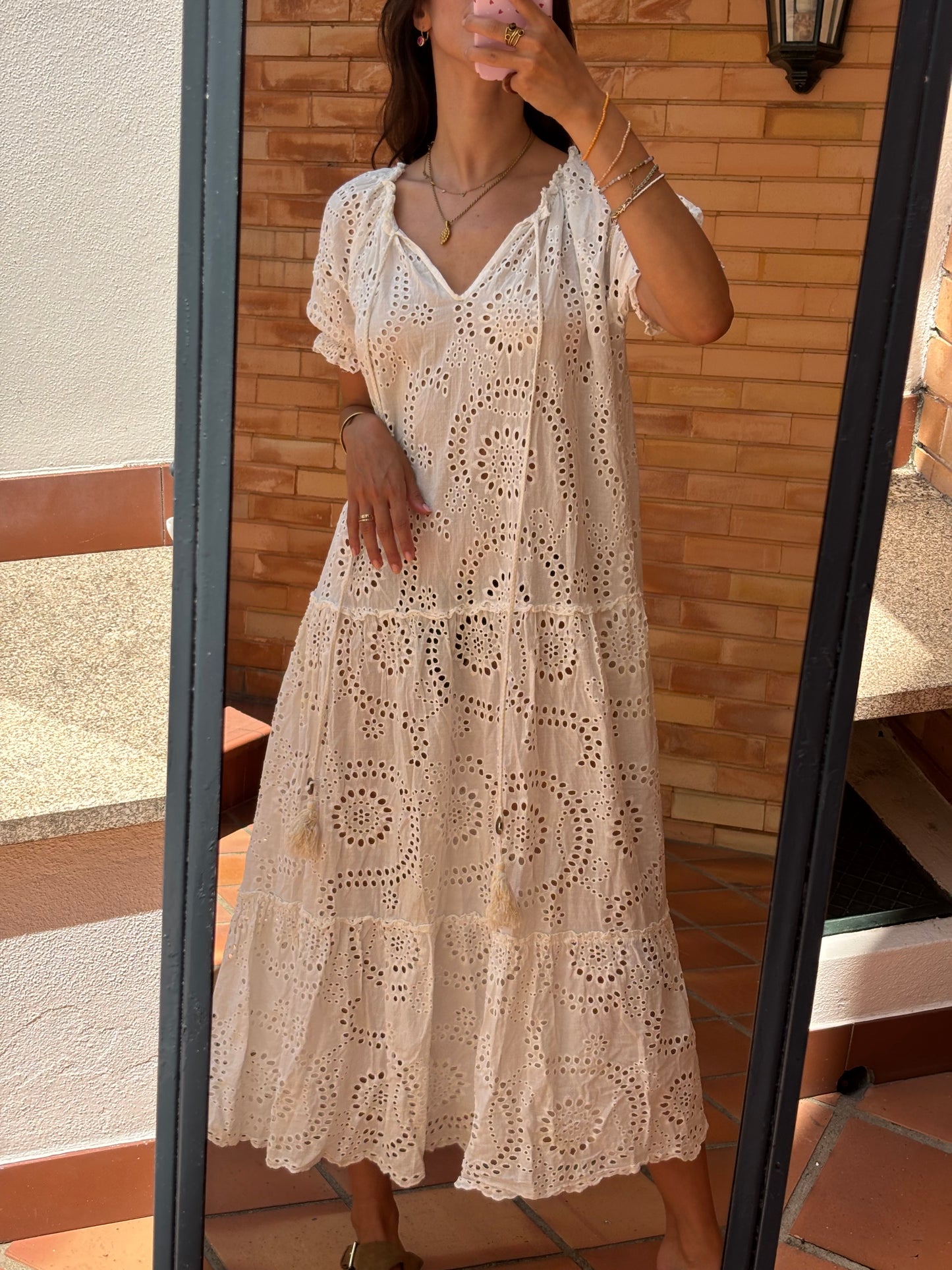 Vestido Maxi Branco Bordado
