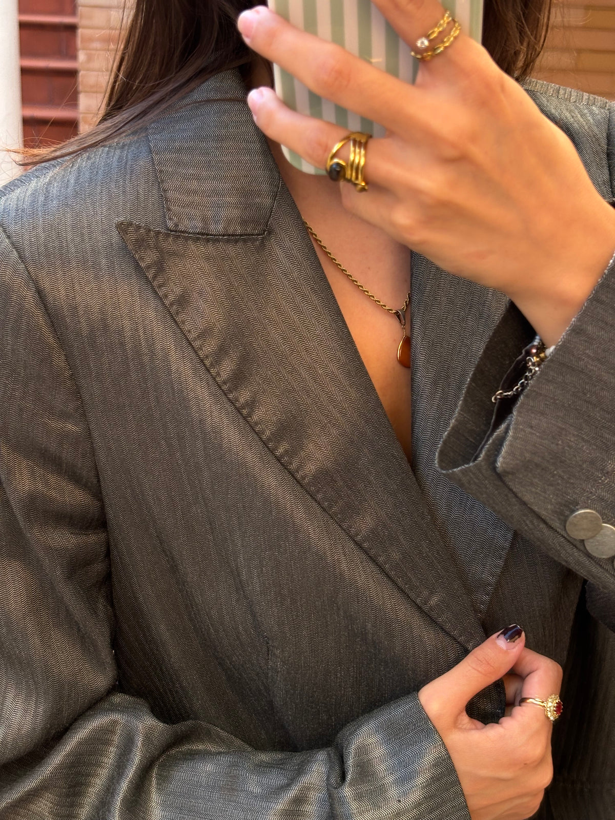 Blazer Pinstripe Cinzento