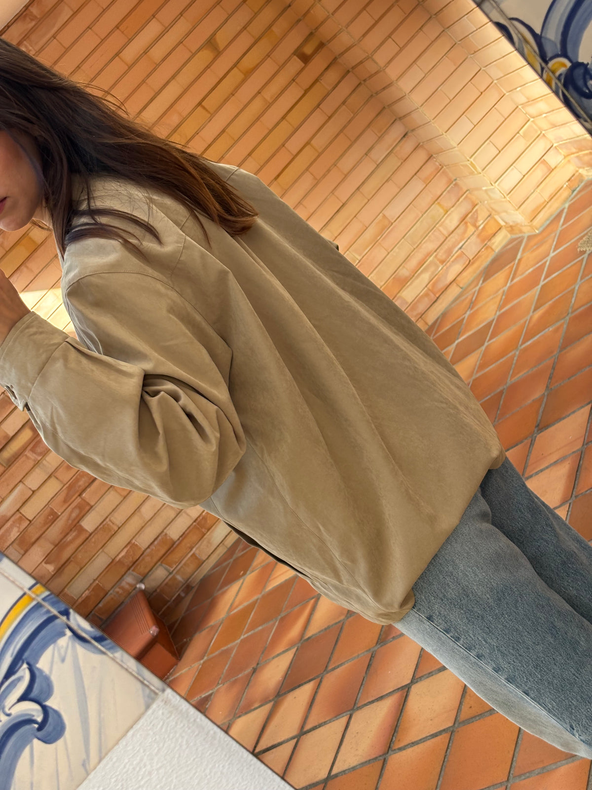 Casaco Bege em Suede Leve
