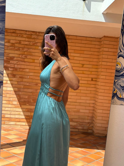 Vestido Turquesa Acetinado
