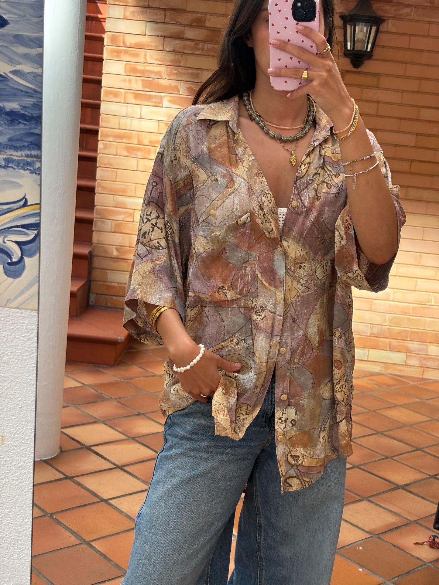 Camisa Oversized Estampada Abstrata