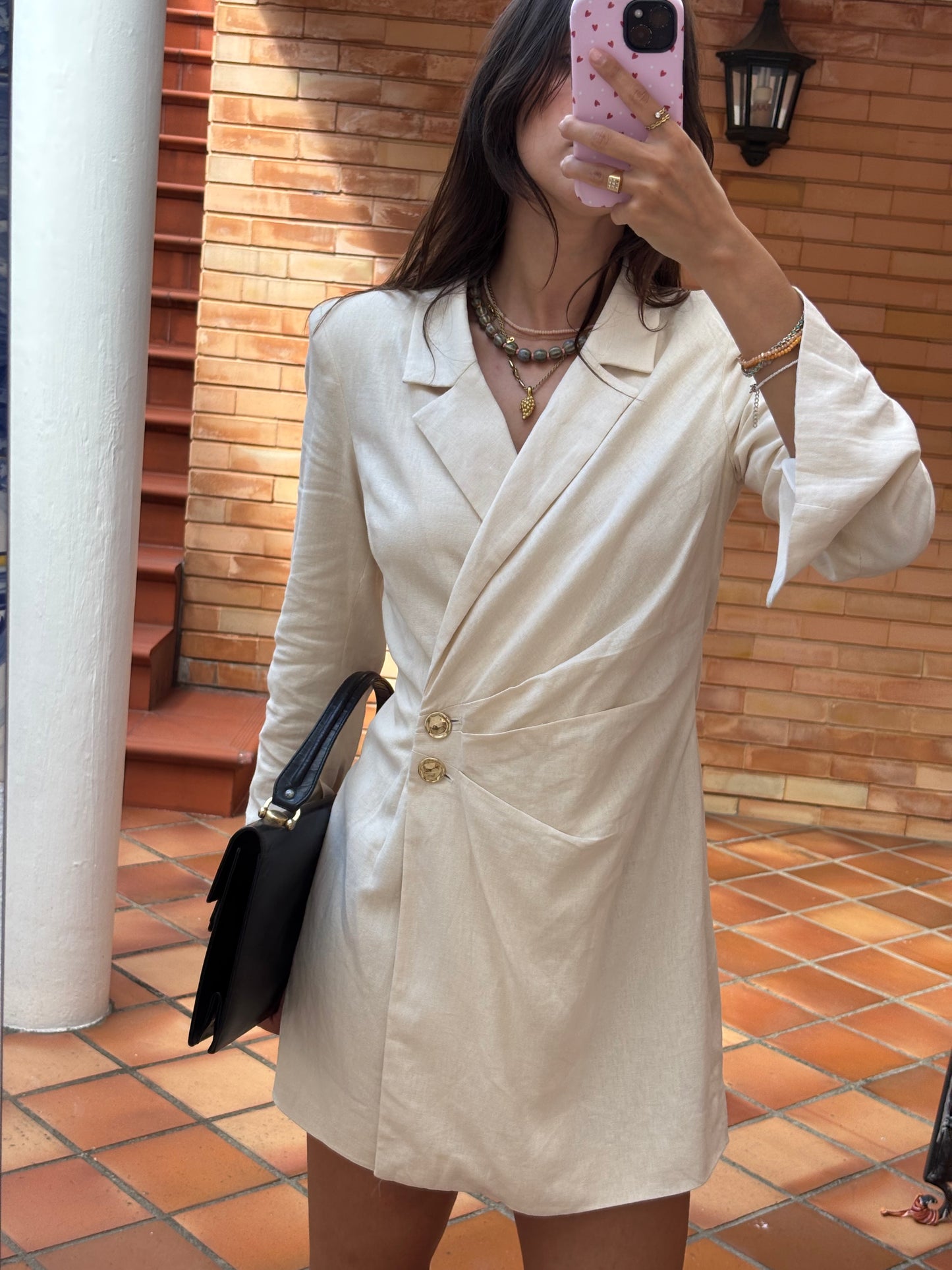 Vestido Blazer em Mistura de Linho