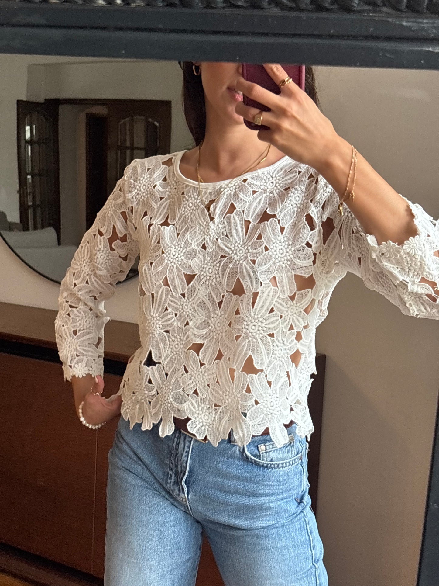 Blusa Floral Rendada