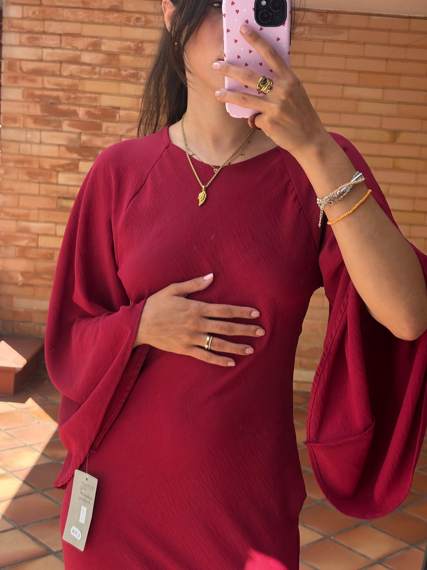 Vestido Bordô Manga Ampla