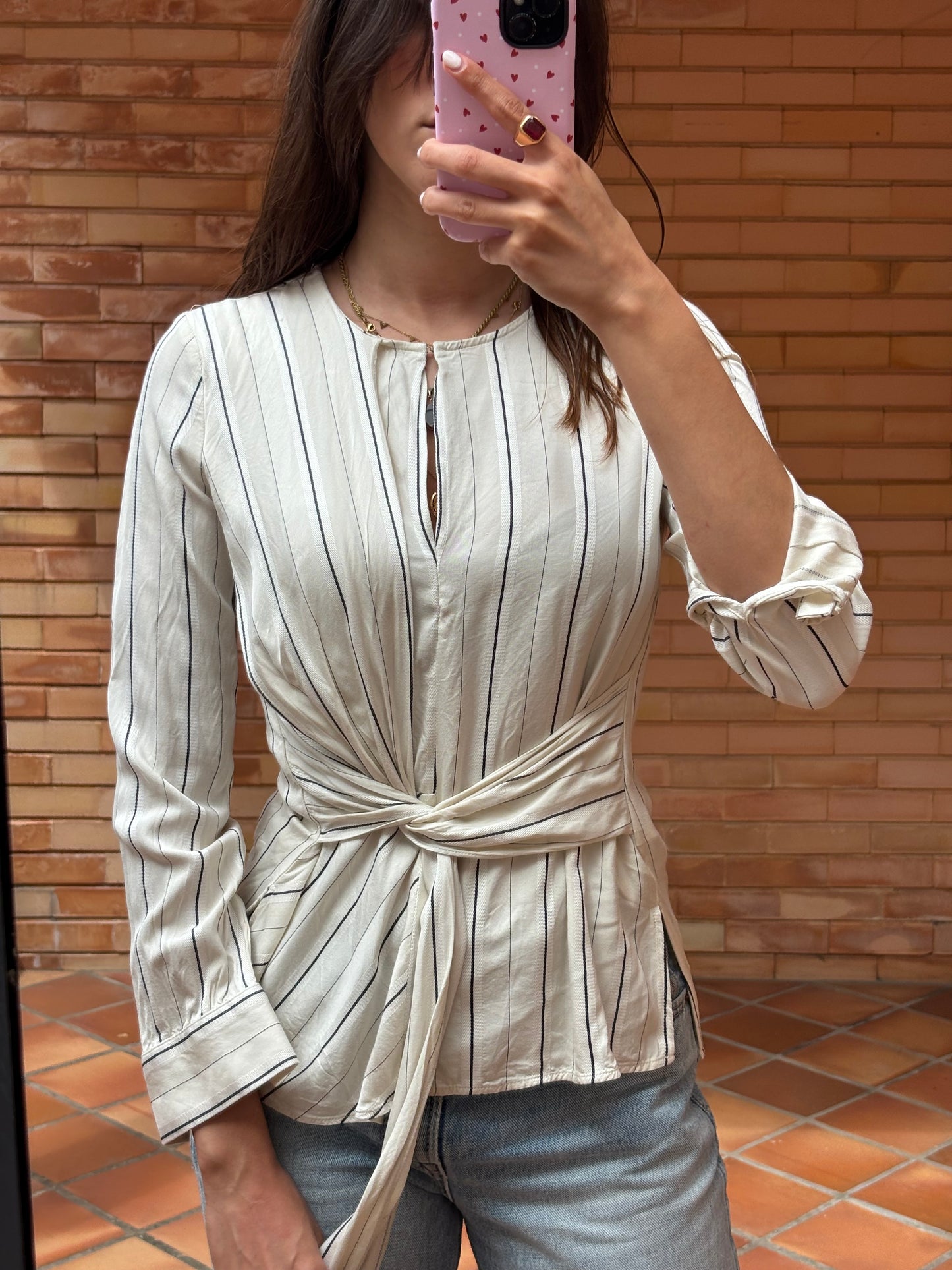 Blusa Riscas Cruzada Mango Suit