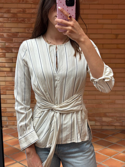 Blusa Riscas Cruzada Mango Suit