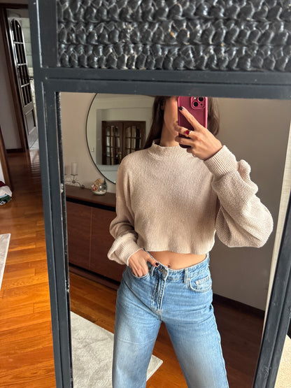 Cropped Knit Beige