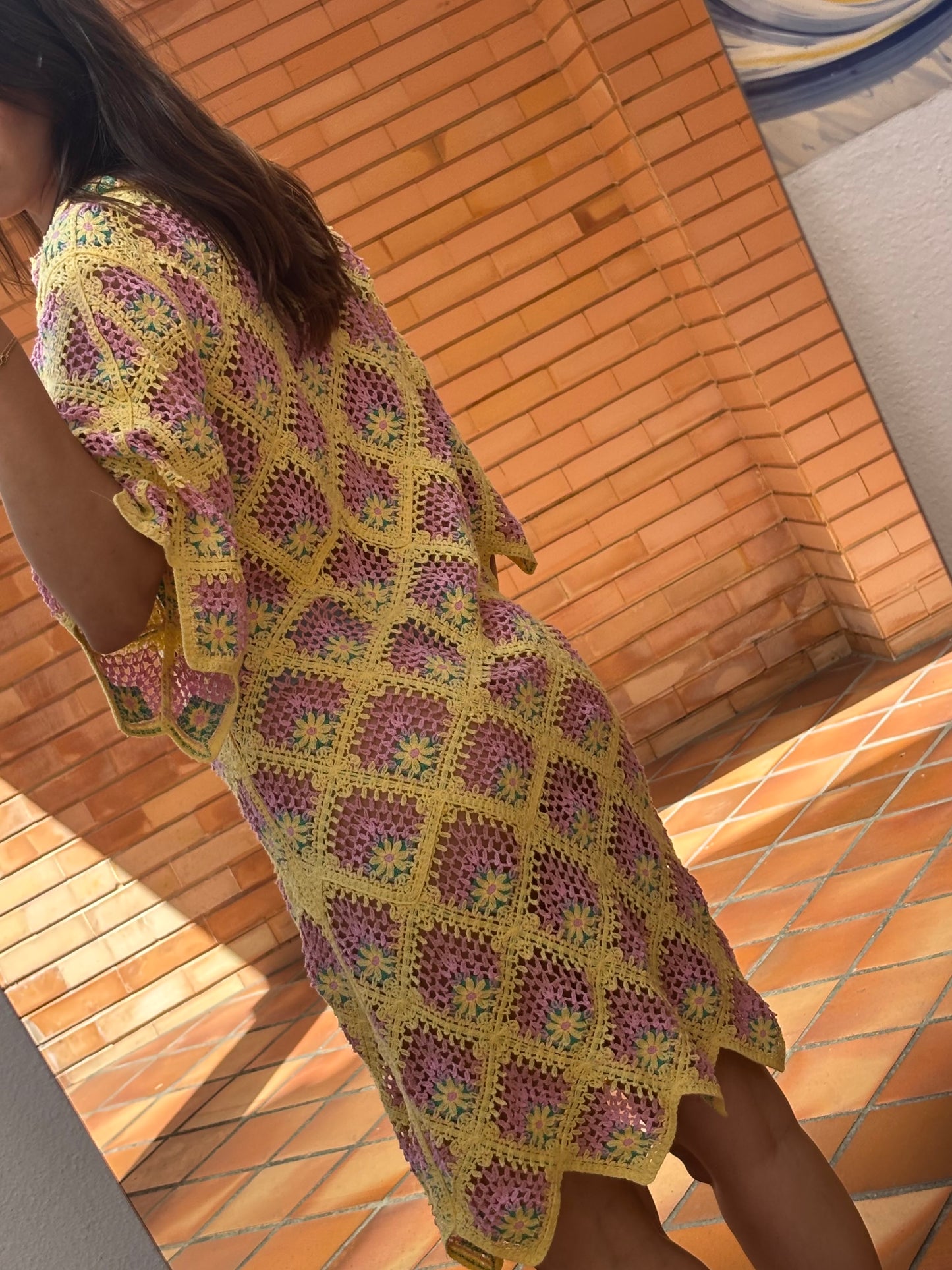 Vestido Crochet Flores Multicolor