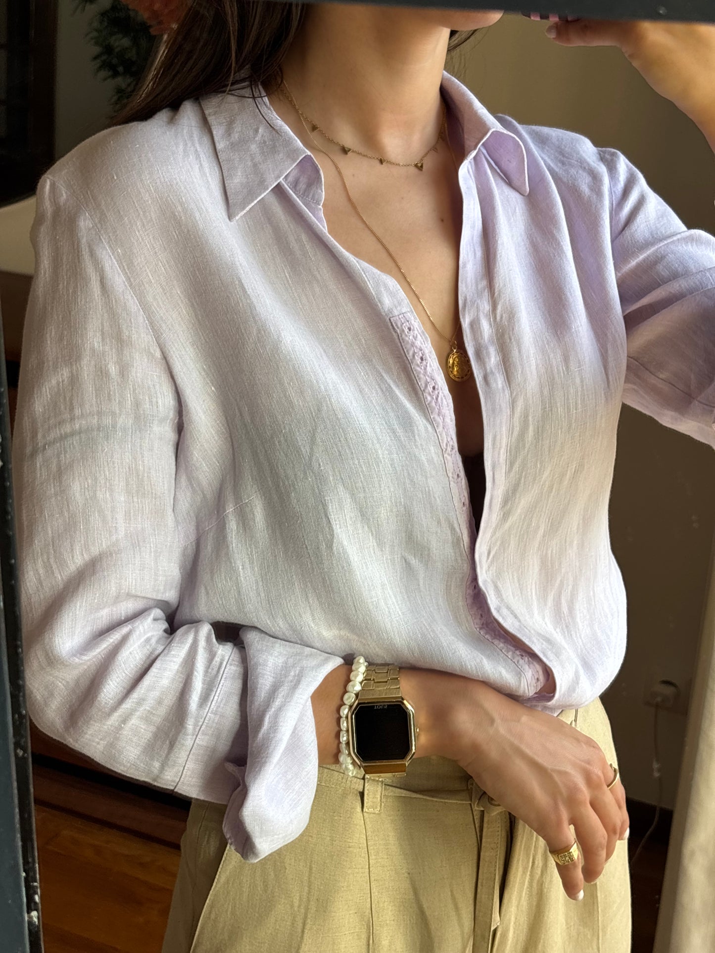 Camisa Lilás 100%Linho