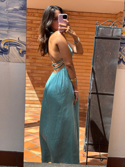 Vestido Turquesa Acetinado