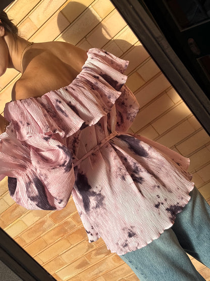 Blusa Off-Shoulder Rosa Tie-Dye