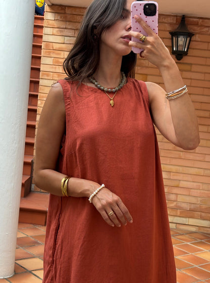 Vestido Terracota Linho