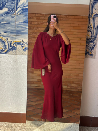 Vestido Bordô Manga Ampla