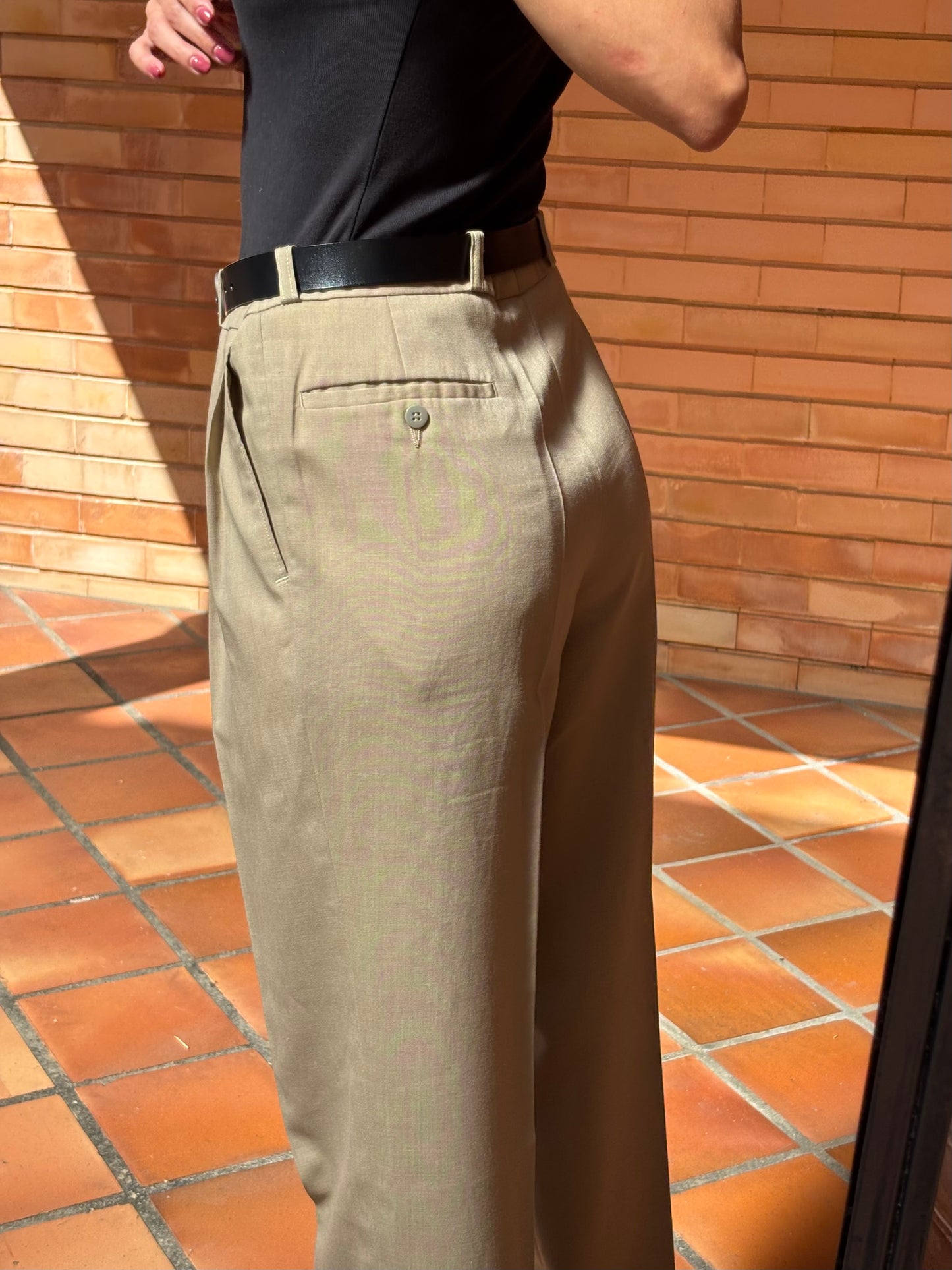 Calças de Pinças Bege