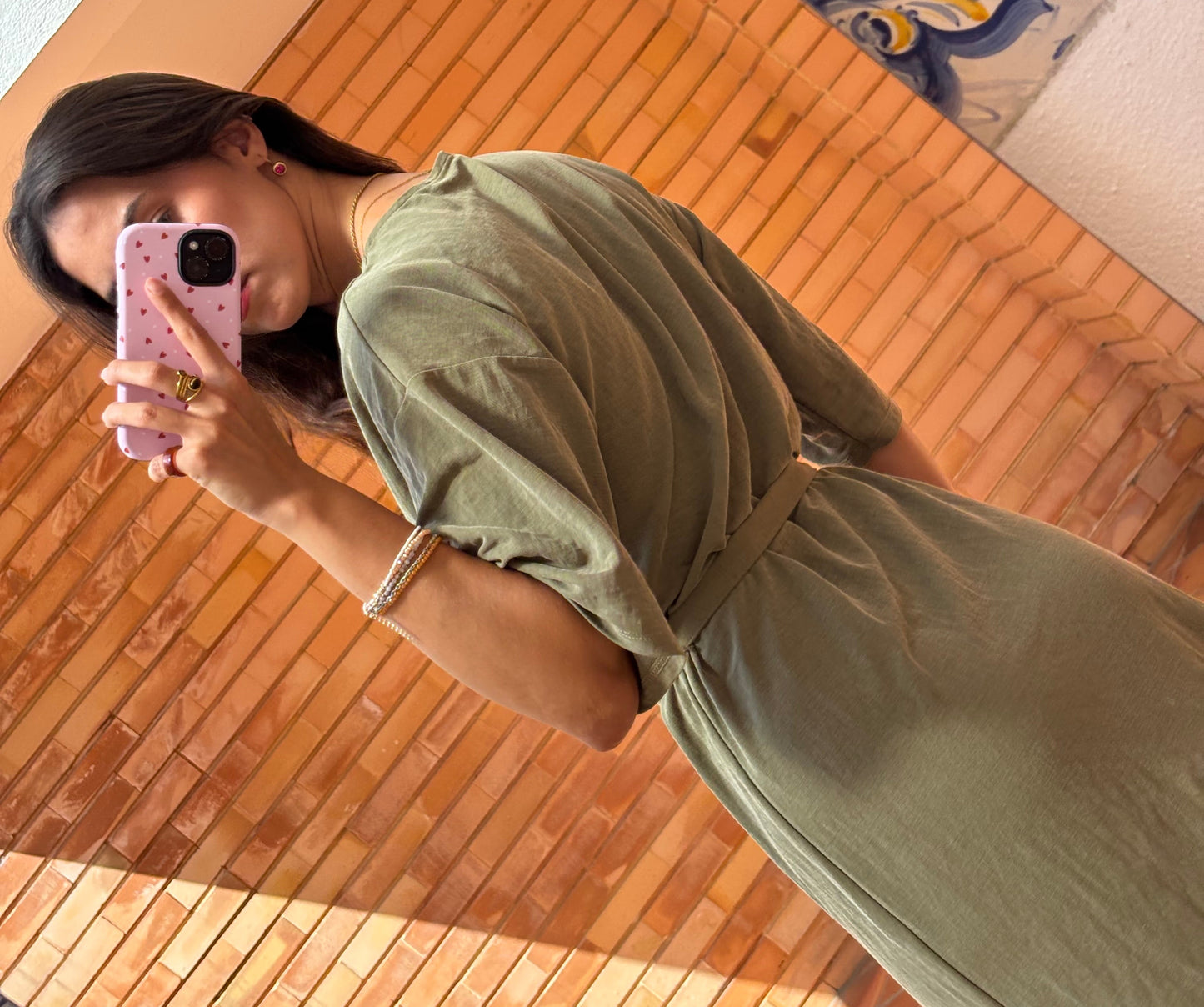 Vestido Caqui Midi Zara