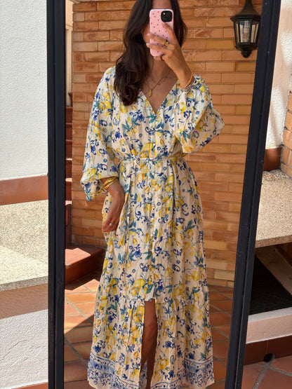 Vestido Estampado Floral Limões Novo