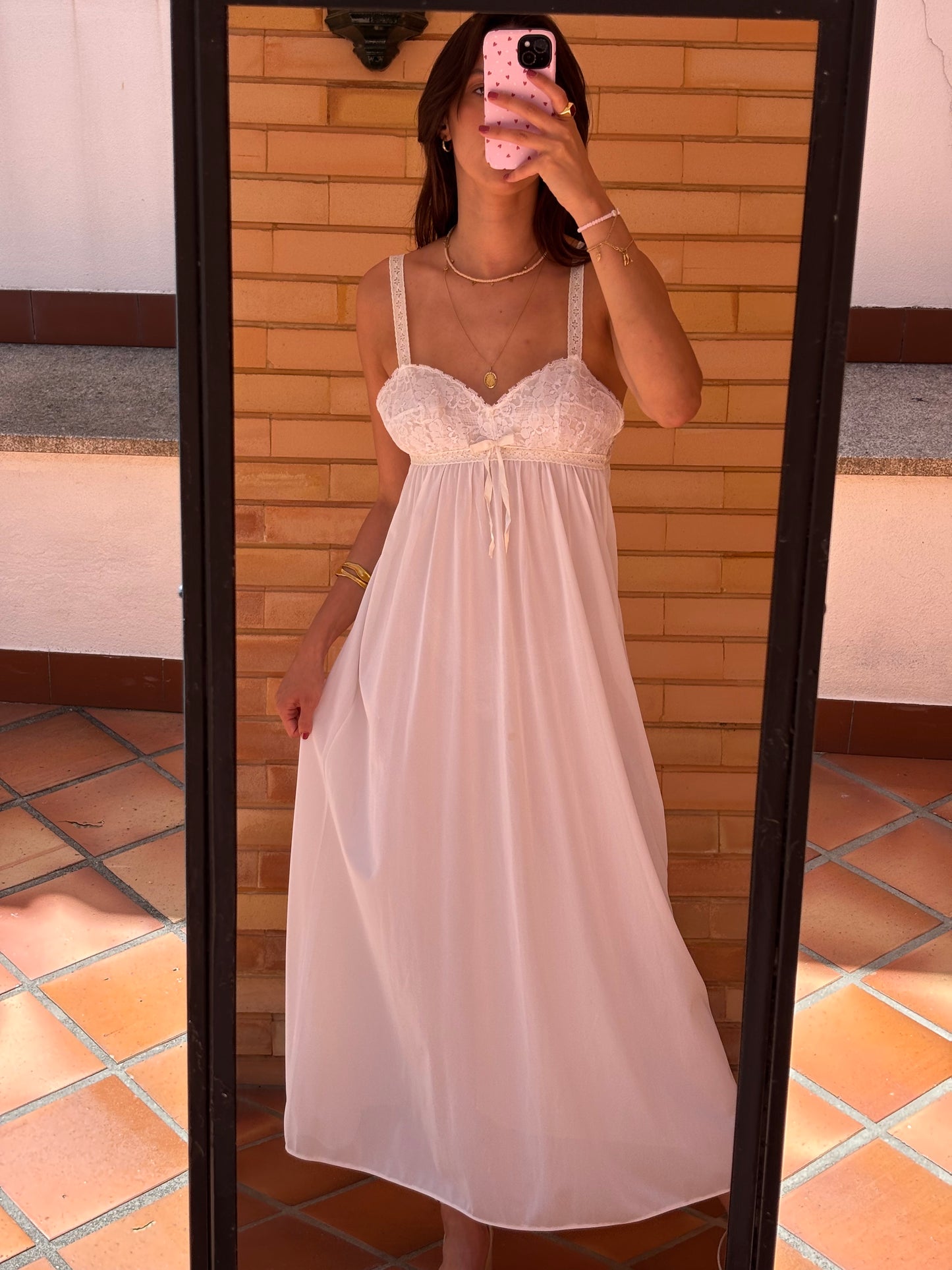 Camisão Longo Branco com Renda