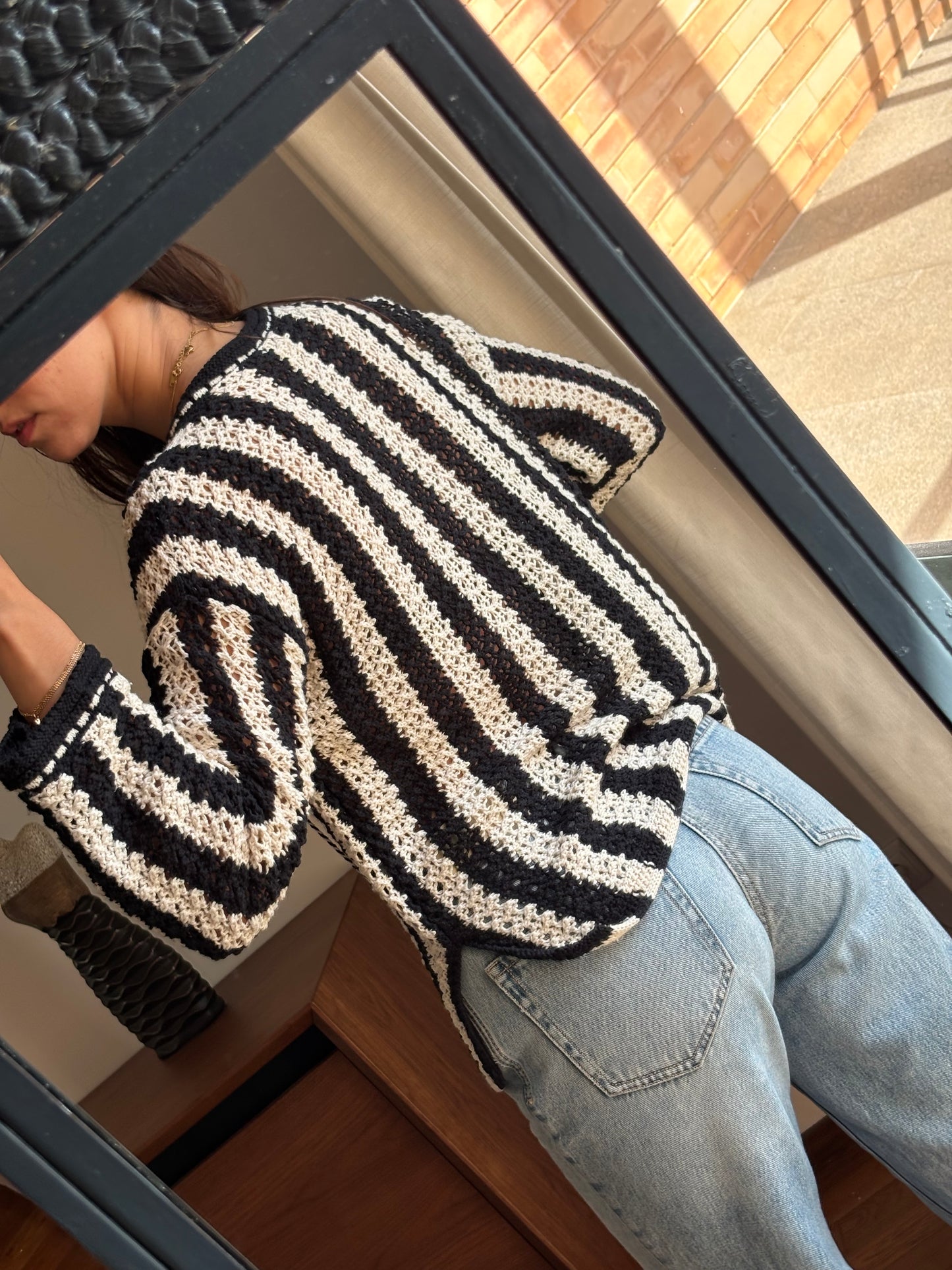 Blusa Crochet Mistura de Algodão