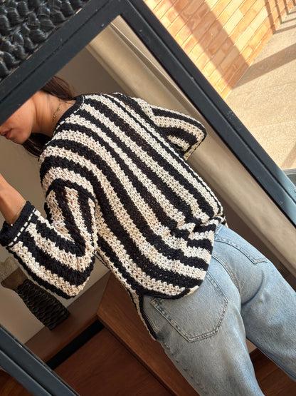 Blusa Crochet Mistura de Algodão