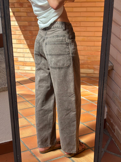 Calças De Ganga Wide Leg Castanho