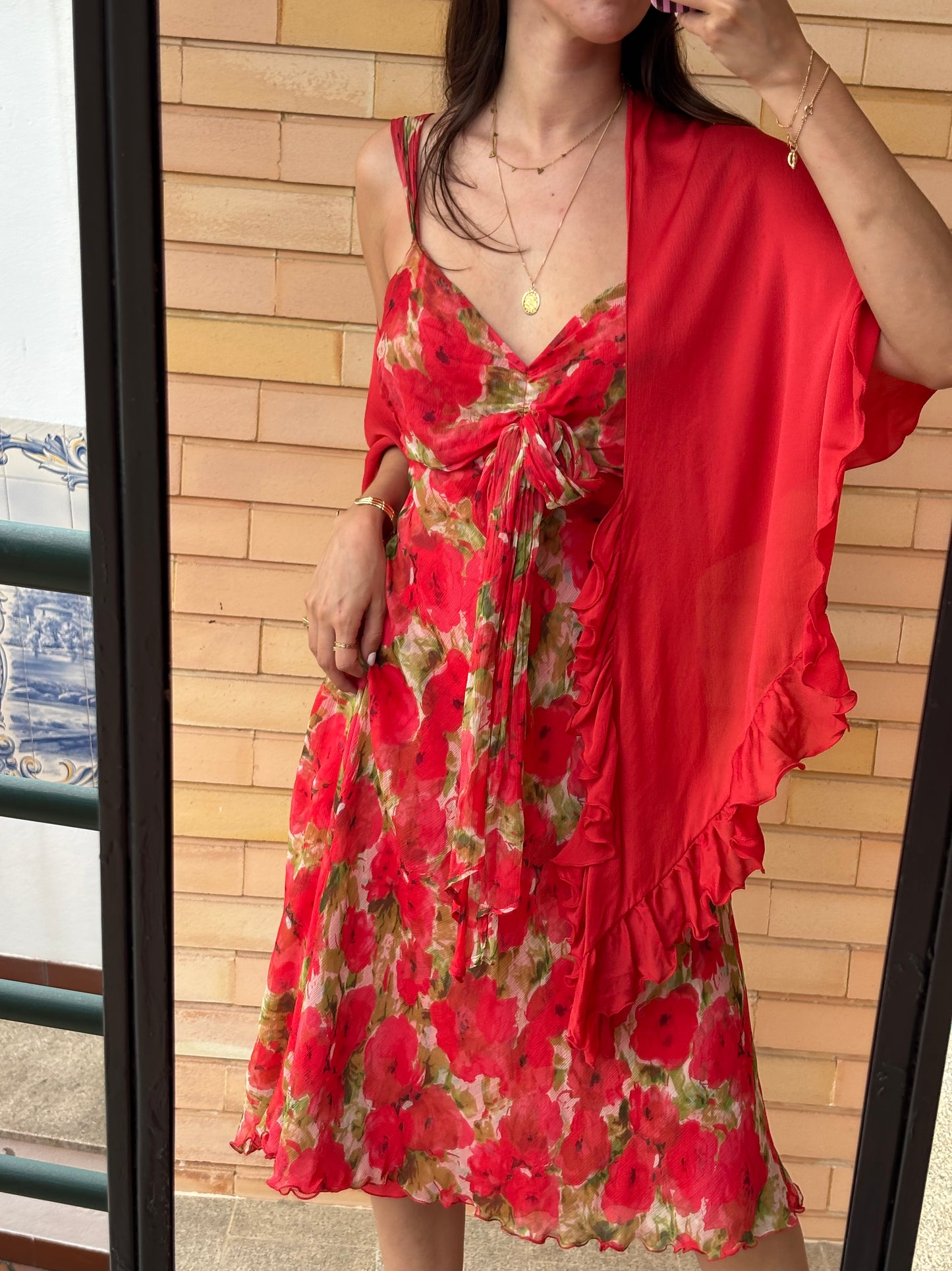Vestido floral Etxart & Panno + echarpe