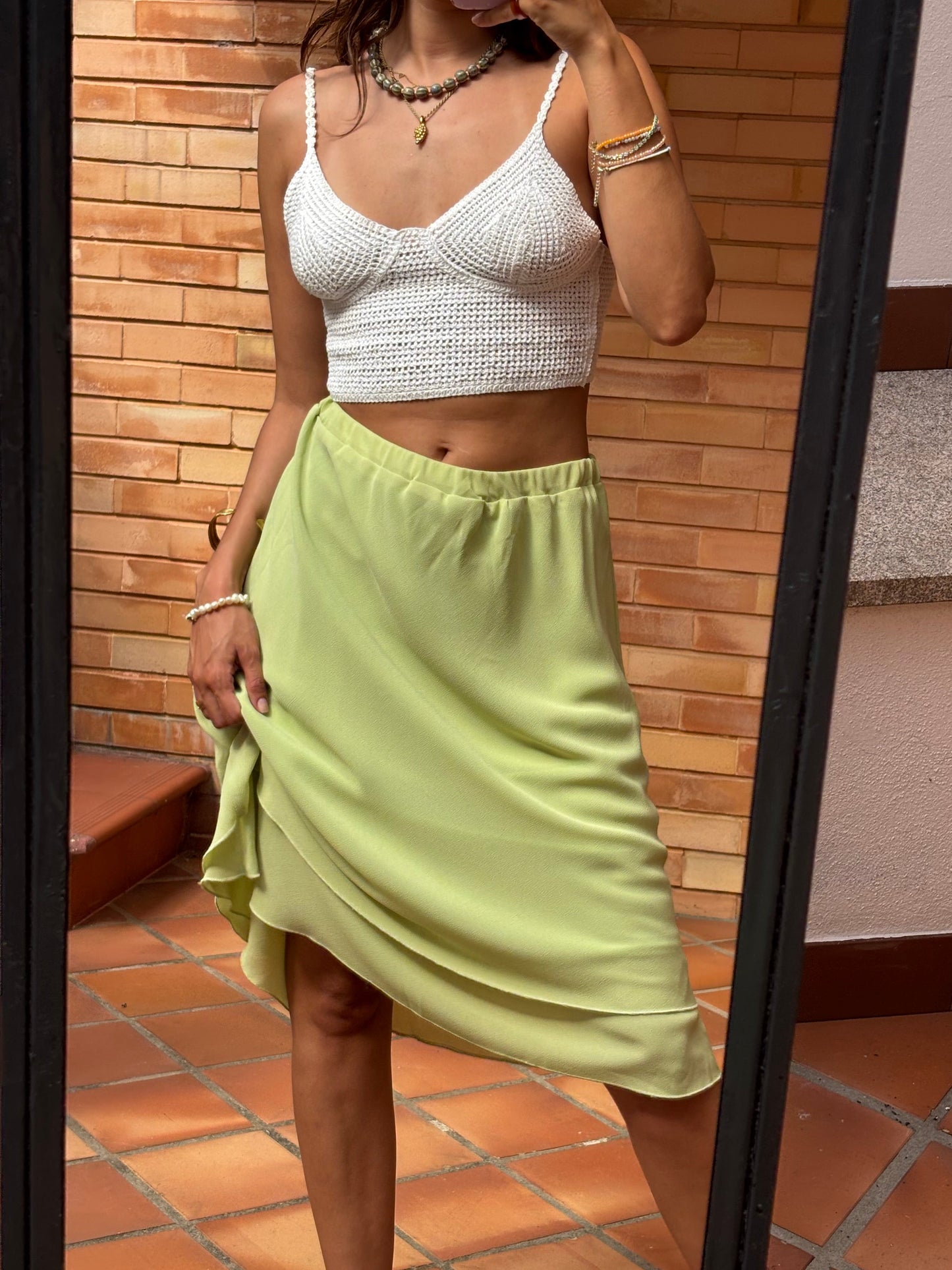 Saia Verde-Lima Acetinada