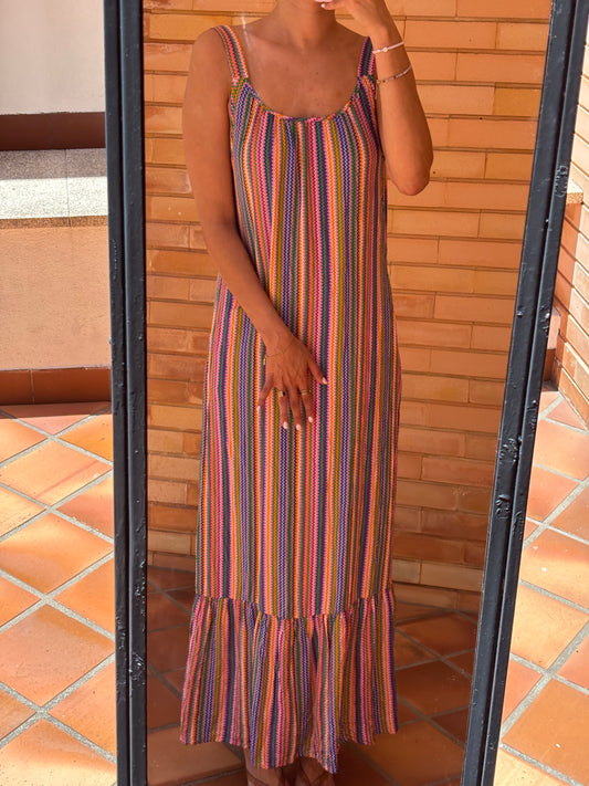 Vestido Longo Riscas Multicolor ONLY