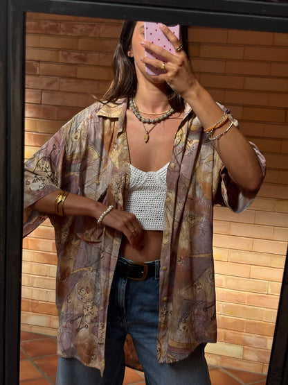 Camisa Oversized Estampada Abstrata