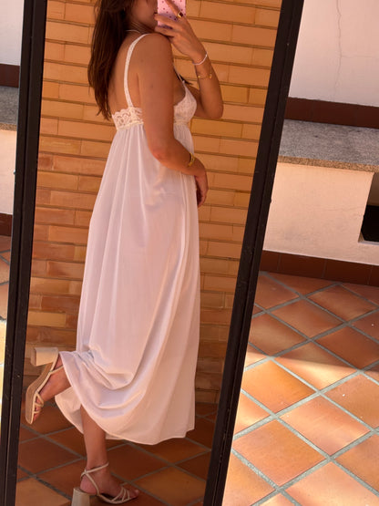 Camisão Longo Branco com Renda