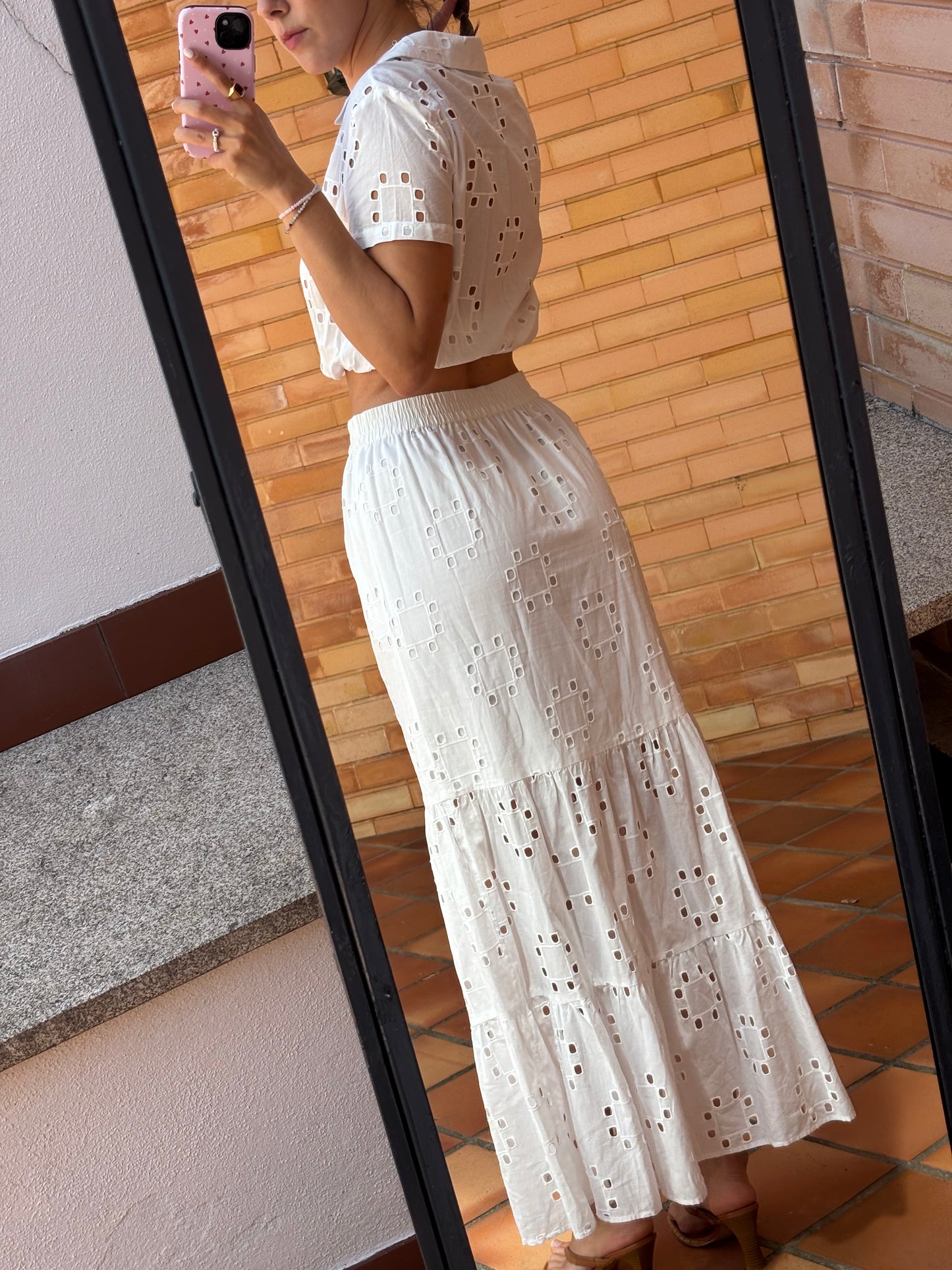 Conjunto 100% algodão Branco Bordado