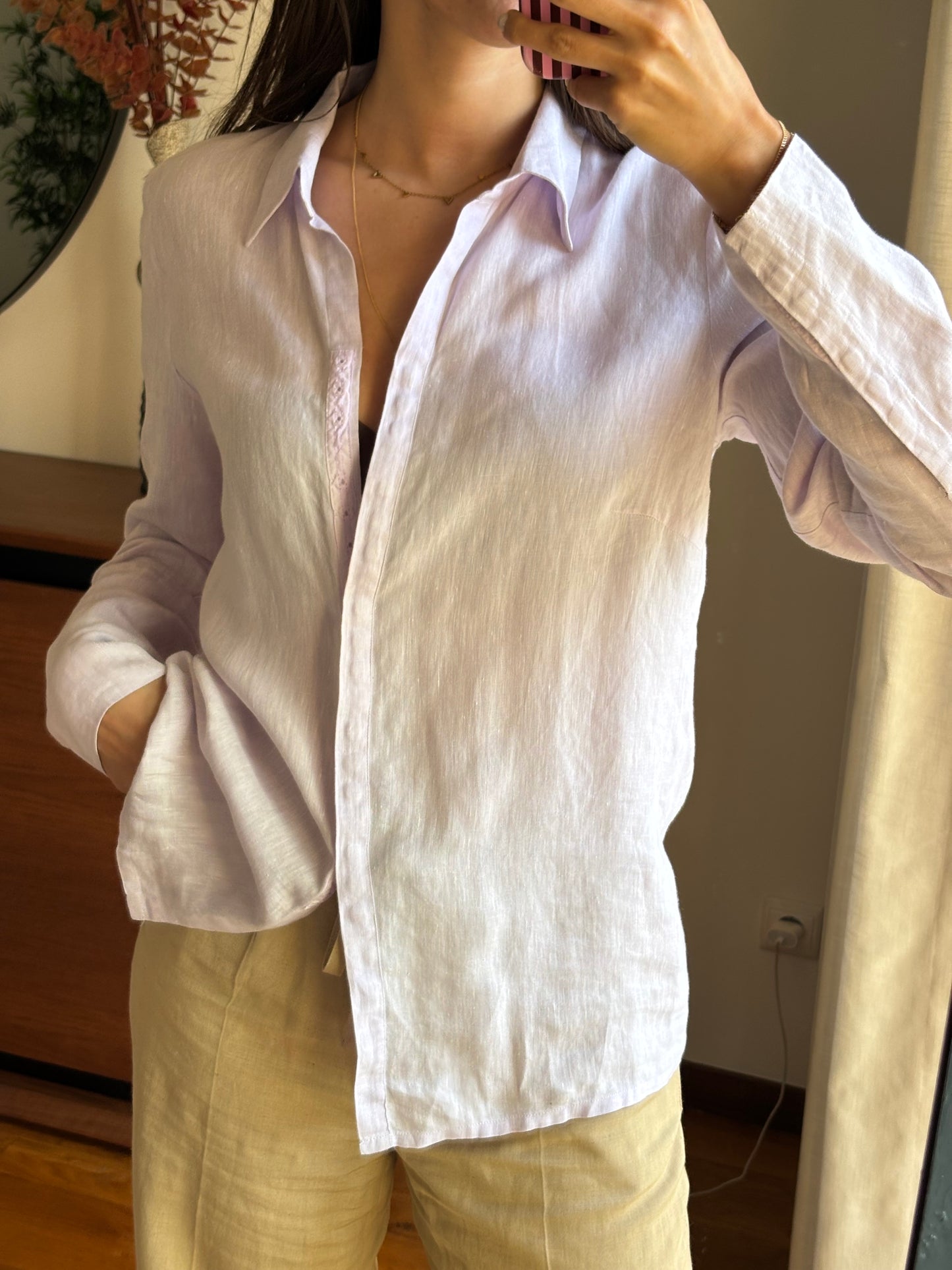 Camisa Lilás 100%Linho