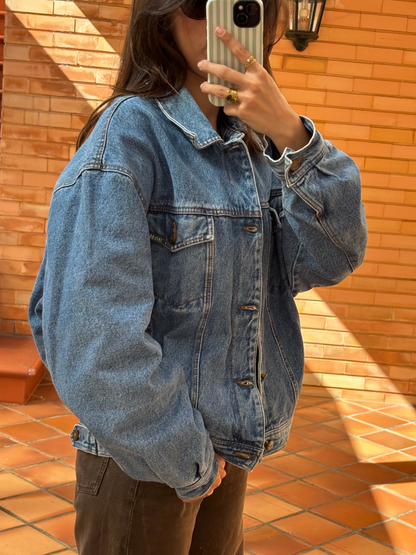 Casaco de Ganga Oversized em Algodão com Forro Estampado