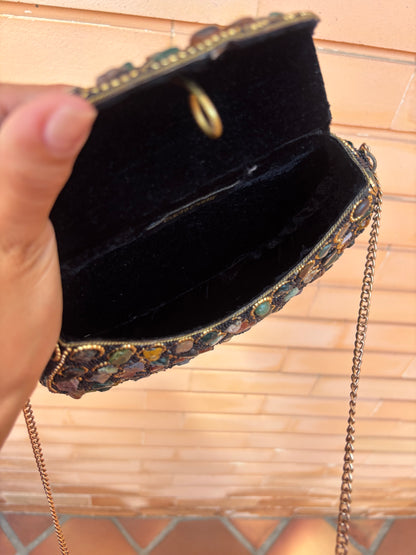 Mala de Pedraria Preta e Dourada