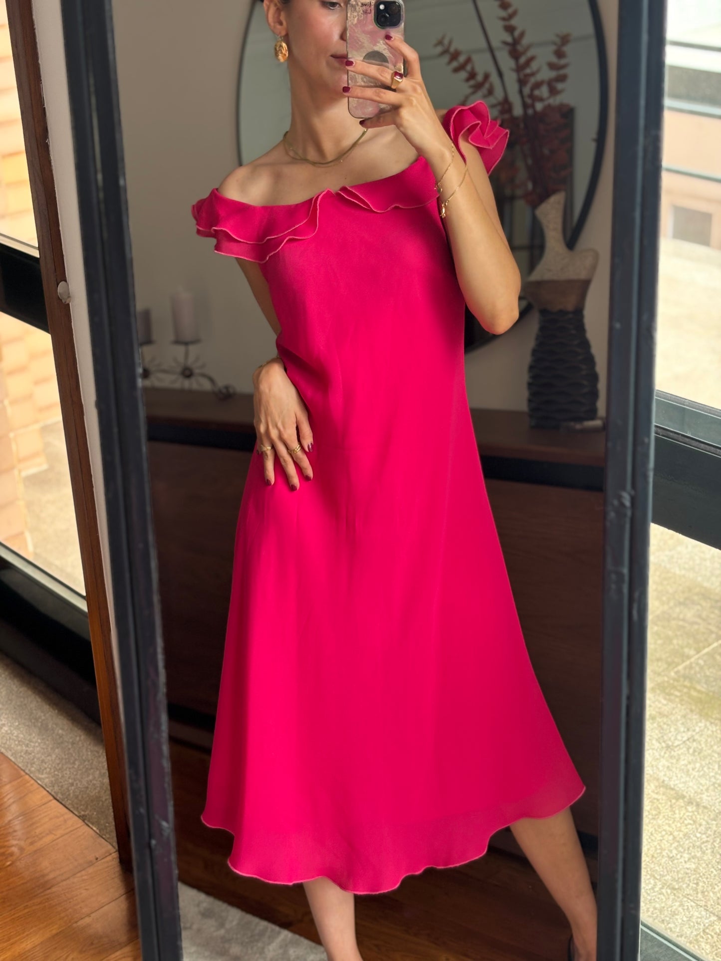 Vestido Midi Hot Pink