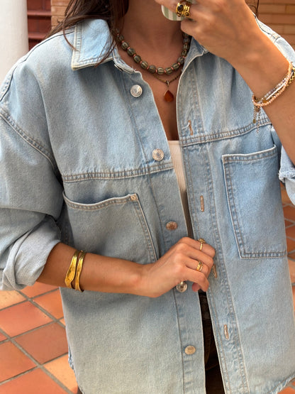Camisa Jeans Azul Claro Oversized