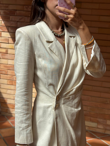 Vestido Blazer em Mistura de Linho