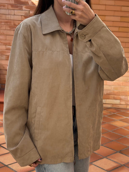 Casaco Bege em Suede Leve