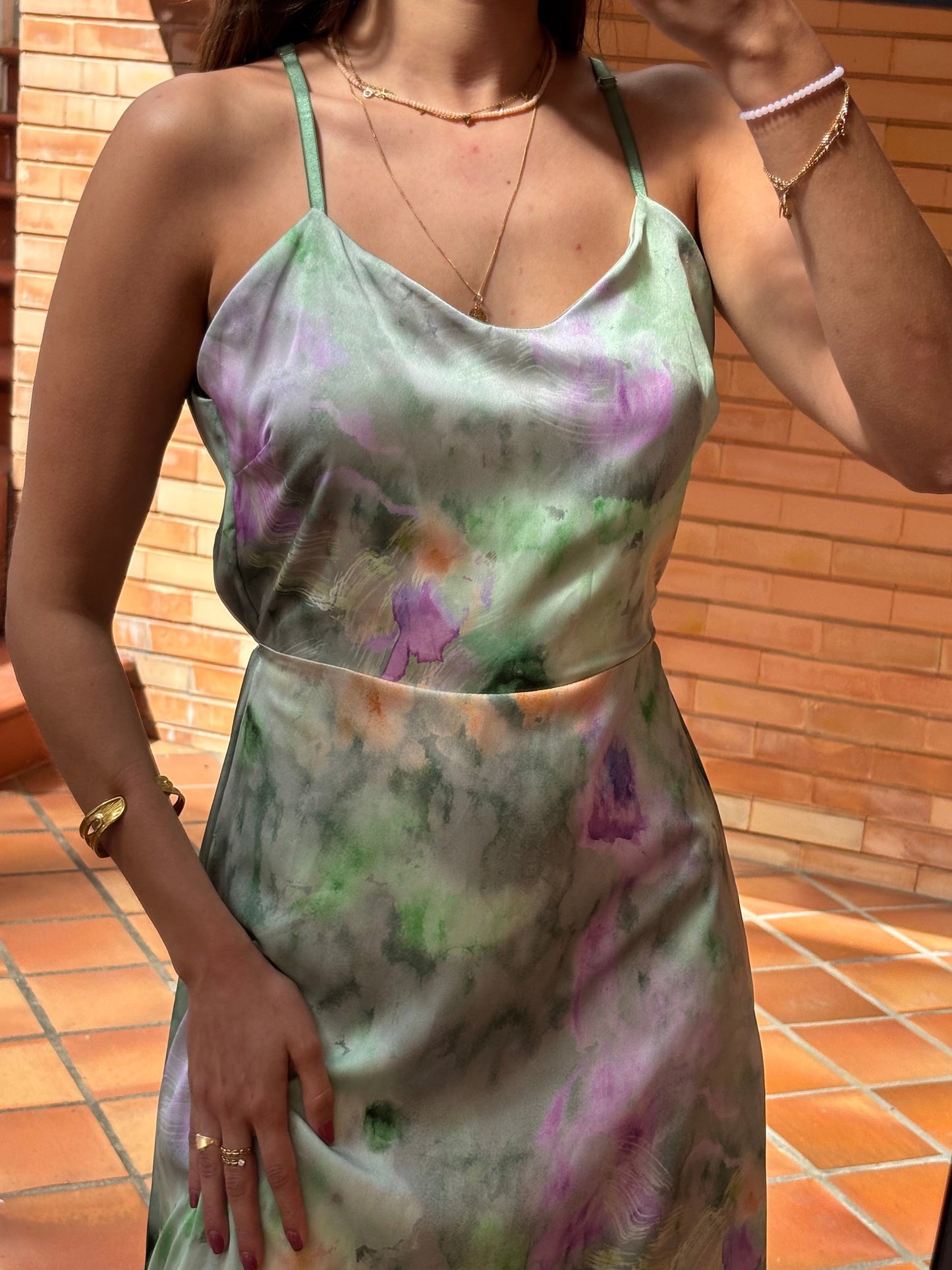 Conjunto Satin Estampado Floral Aquarela
