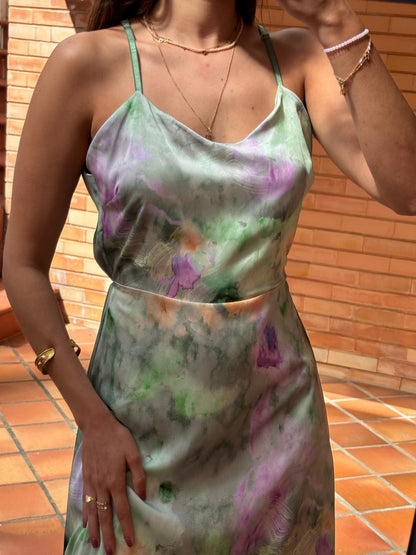 Conjunto Satin Estampado Floral Aquarela