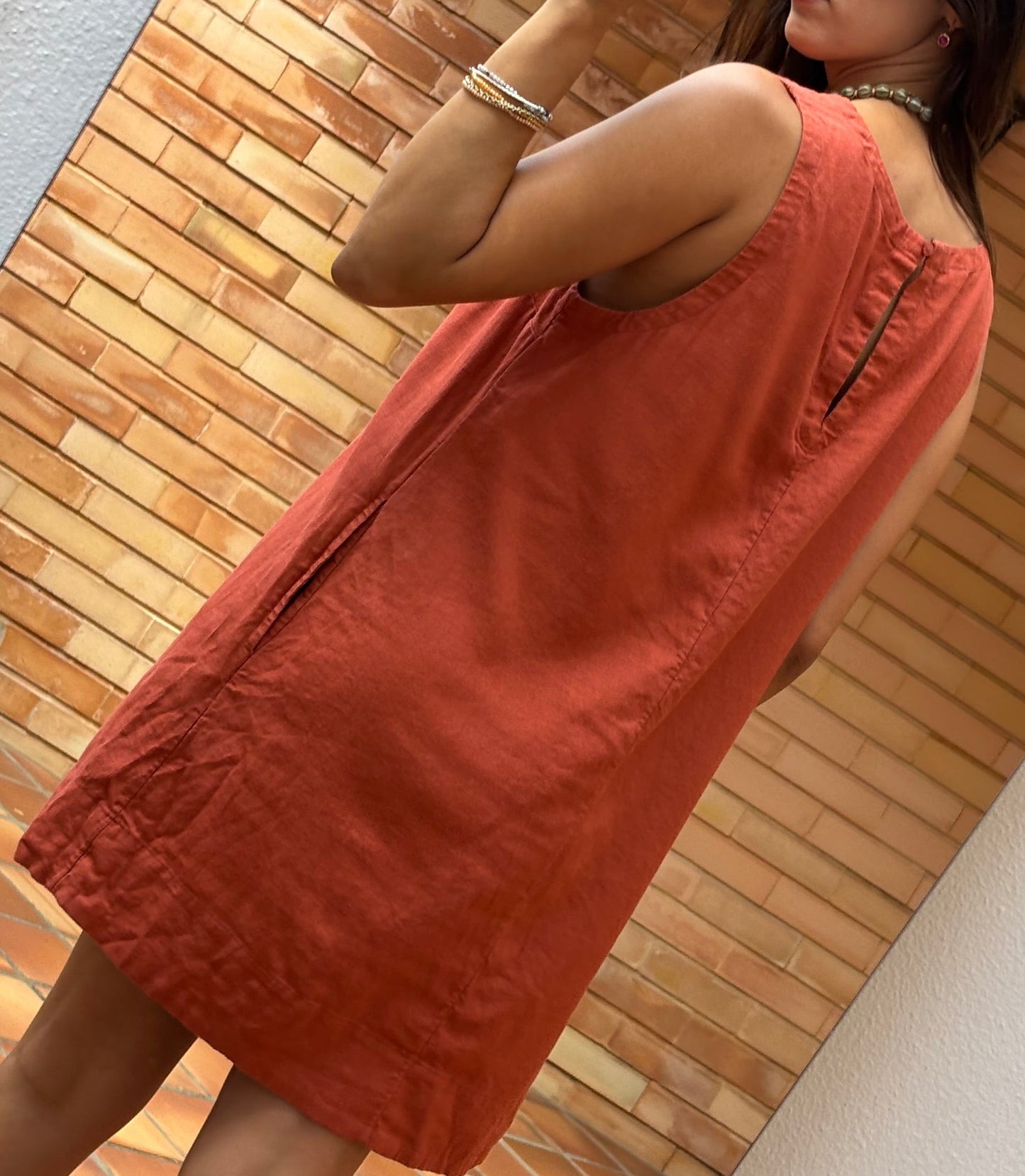 Vestido Terracota Linho