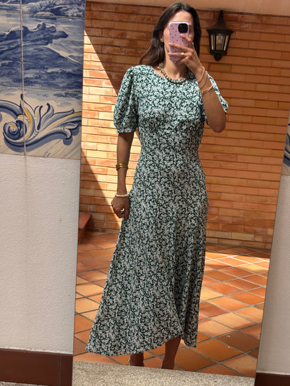 Vestido Floral Verde Midi