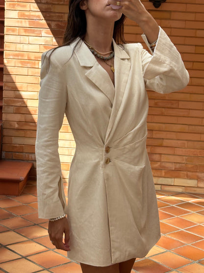 Vestido Blazer em Mistura de Linho