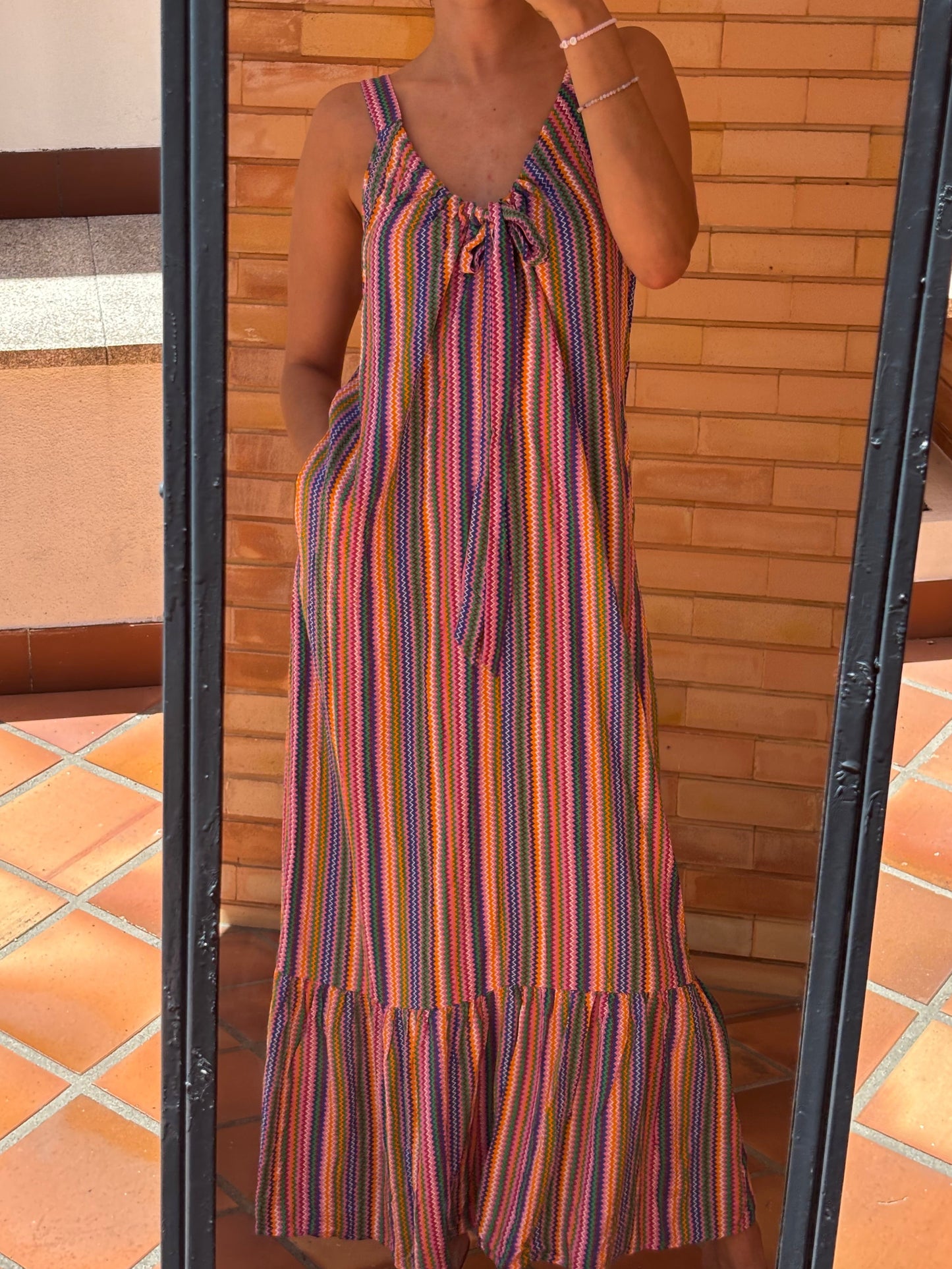 Vestido Longo Riscas Multicolor ONLY