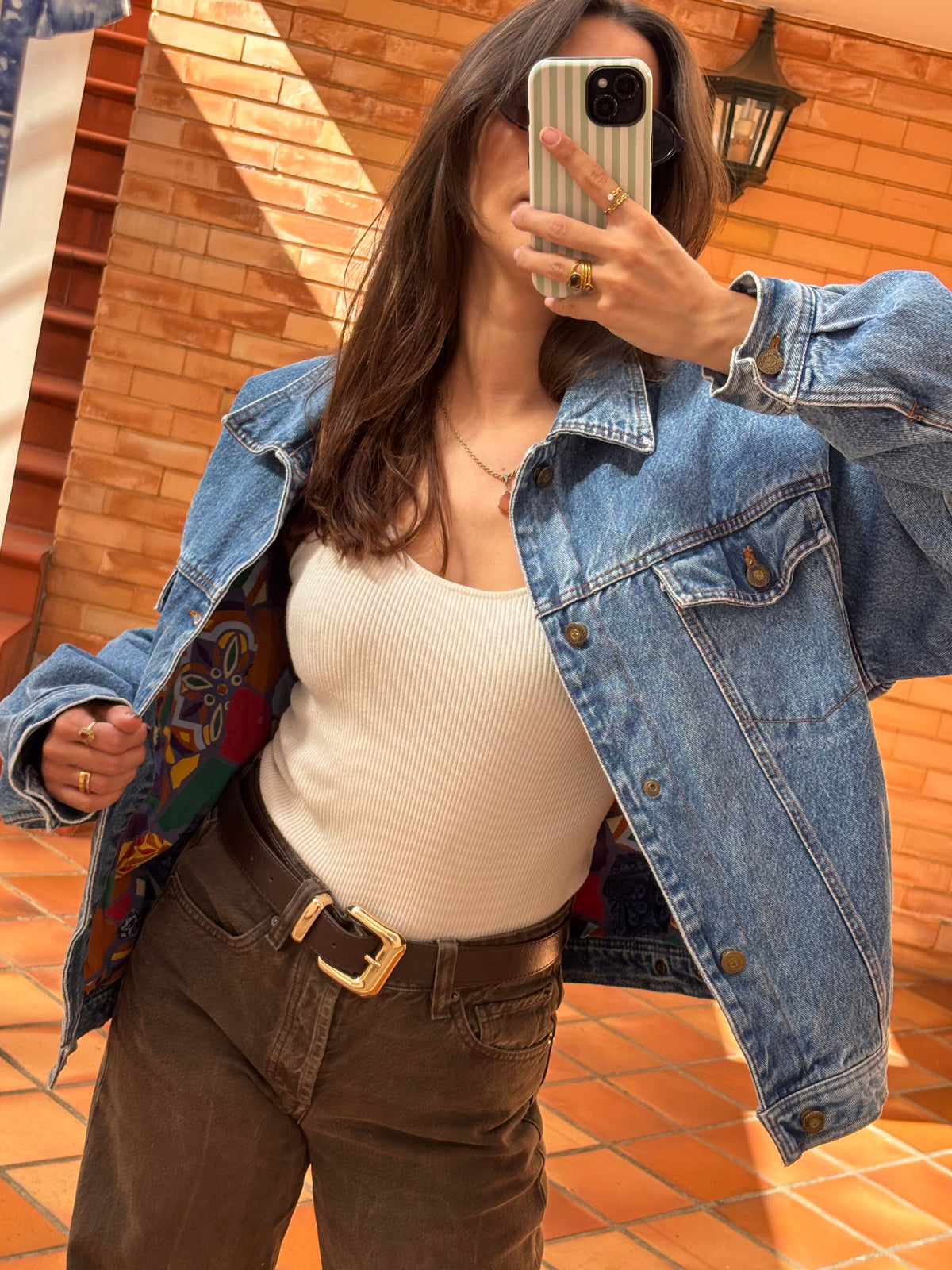 Casaco de Ganga Oversized em Algodão com Forro Estampado