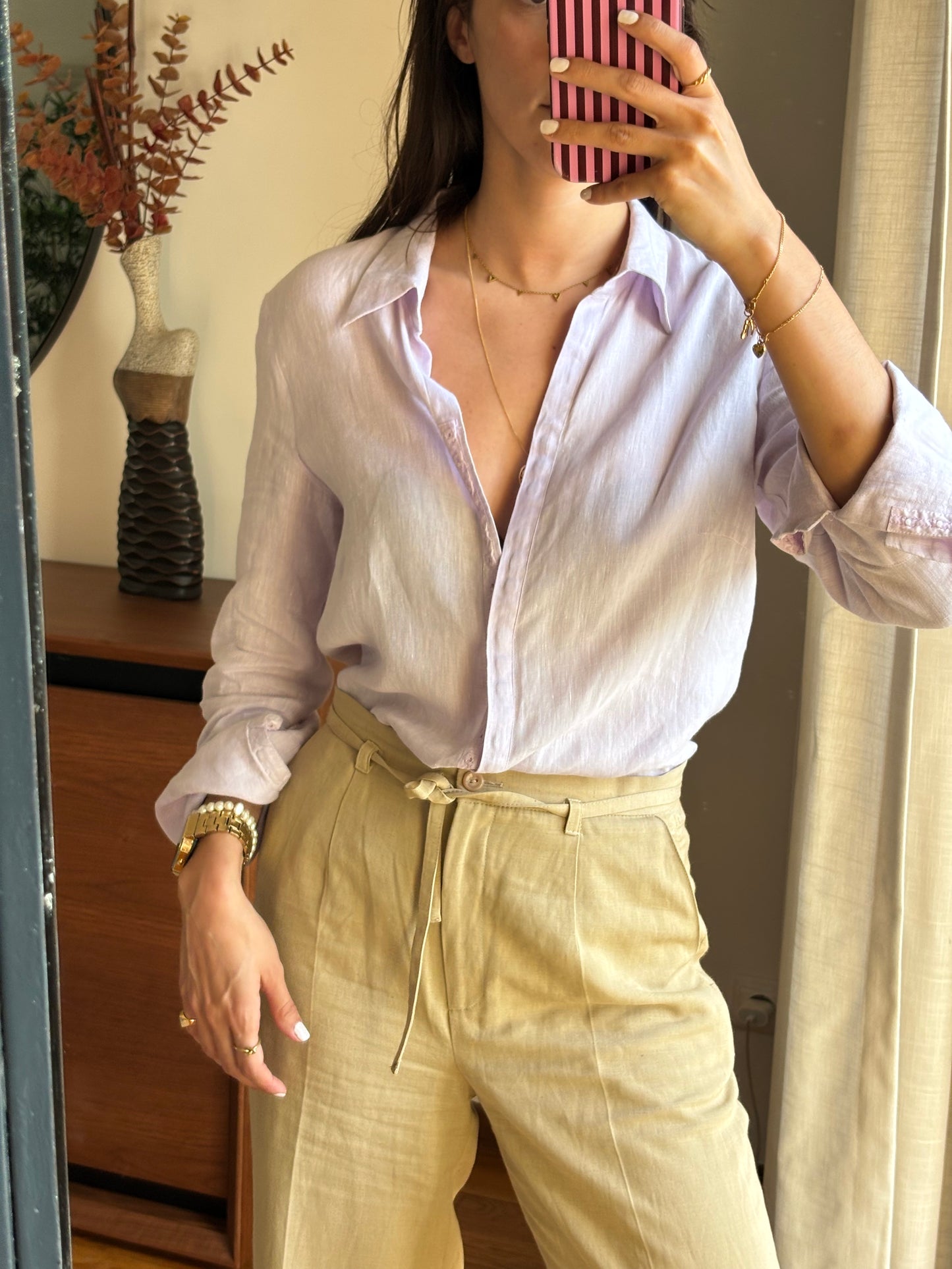 Camisa Lilás 100%Linho